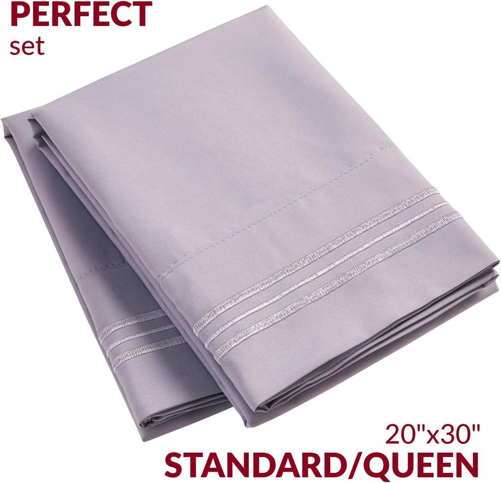 Mellanni Pillow Cases - Luxury, Extra Soft, Cooling Pillow Covers - 2 PC Iconic Collection Pillowcases - Envelope Closure (Standard/Queen 2…