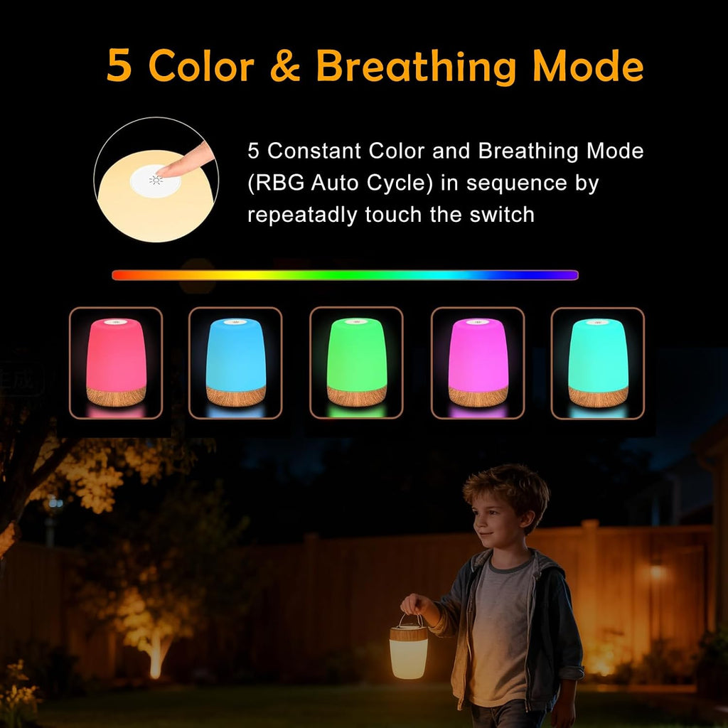 ELITUN Bedside Baby Night Light, Changing 256 RGB Colors Rechargeable Night Light for Kids, Small Wireless Table&Bedside Lamp, Eye Caring…