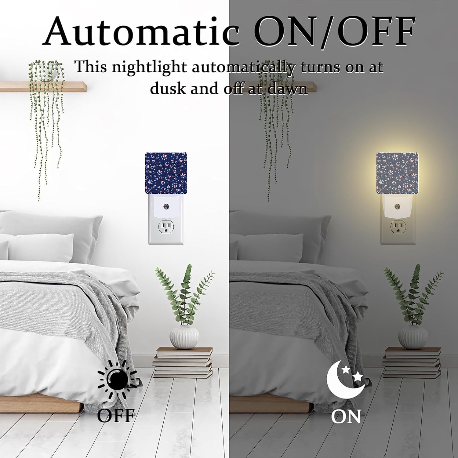 USA Flag and Paw Prints Night Light Plug into Wall, Cute American Patriotic Dog Prints Dusk to Dawn Night Light Plug in,0.5w Energy…