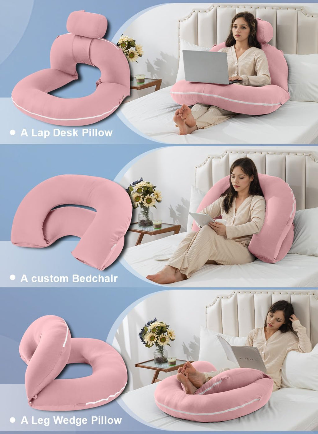 Insen Reading Pillow, Back Pillow for Sitting in Bed for Reading, Nurse & Relax, Reading Pillow for Adults, Moms & Kids, Sit Up Pillow for…