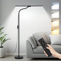 LED Floor Lamp with Remote Control, Bright 18W Floor Lamps for Living Room with Double Head, Adjustable Gooseneck Standing Lamp, Eye…
