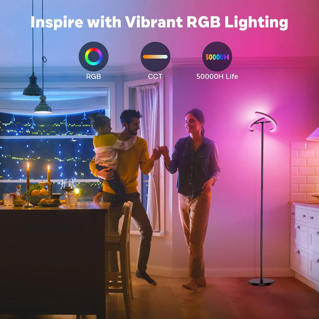 SIBRILLE RGBCW Floor Lamp, Color Changing Standing Lamp, Modern Stepless Dimmable LED Floor Light Tall Lamp with Remote Control, 20W…
