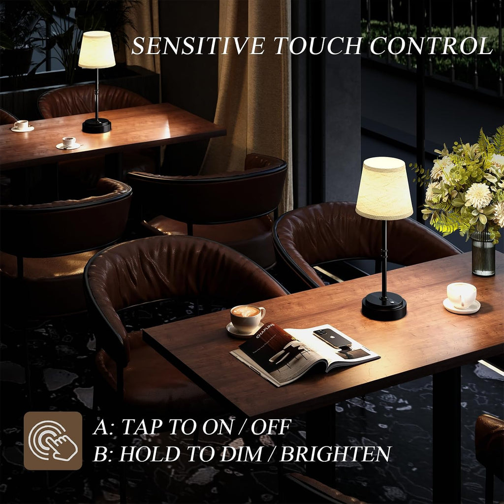 Cordless Table Lamp Rechargeable Black - 2 Pack 7500mAH Battery Operated Lamp for Decor, 3000K Stepless Dimming Touch Control Wireless…