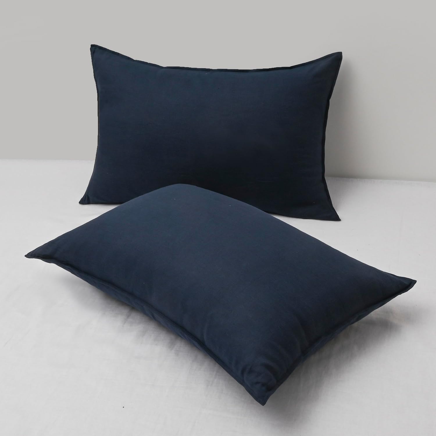 Chuffed Linen Pillowcases 2 Pack 100% Linen Standard Pillow Cases, Breathable and Cooling Washed Pillowshams with Zipper Closure, 20x30 Inc…