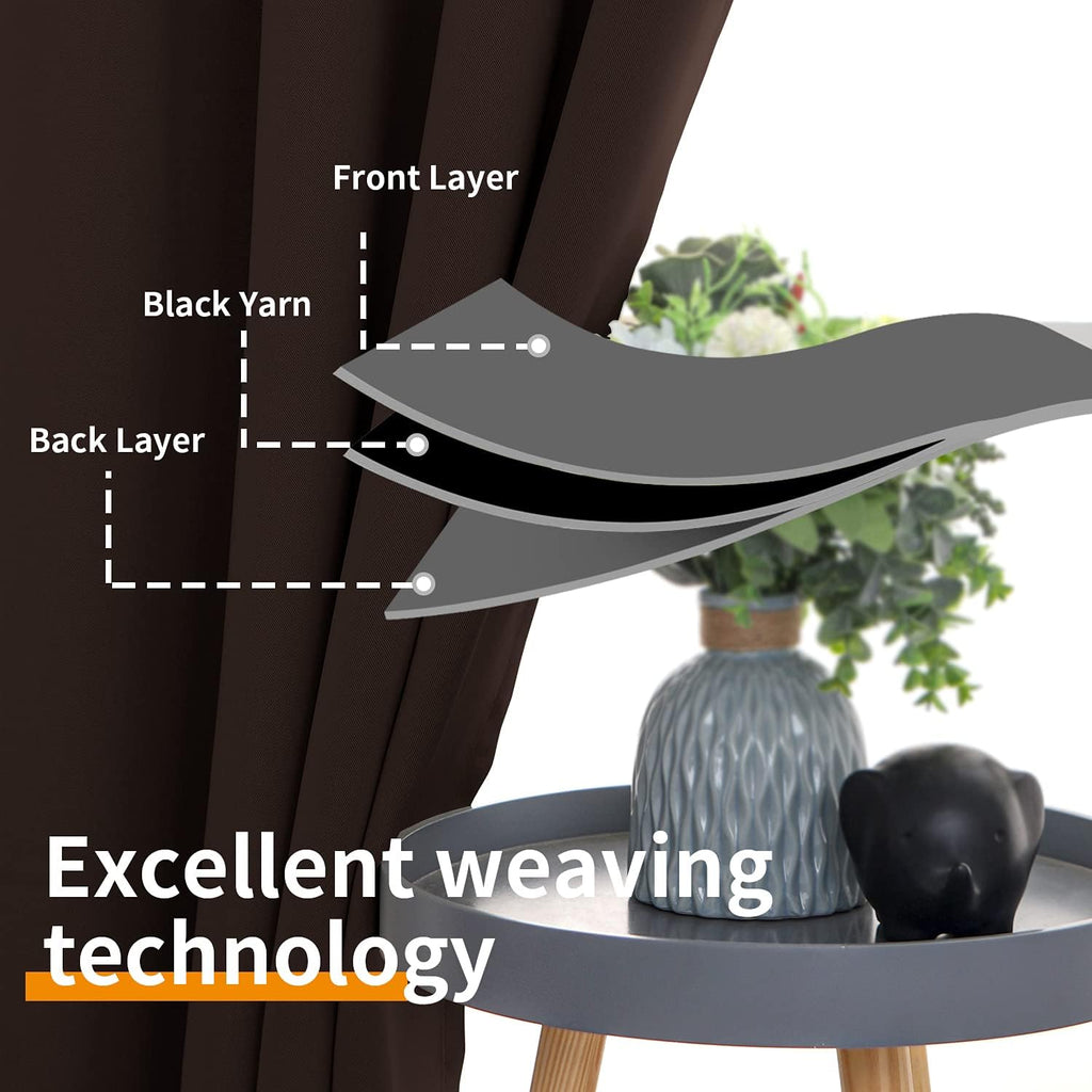 YoungsTex Brown Blackout Curtains 80 Inches Length for Living Room - Thermal Insulated with Grommet Room Darkening Fall Window Drapes for B…