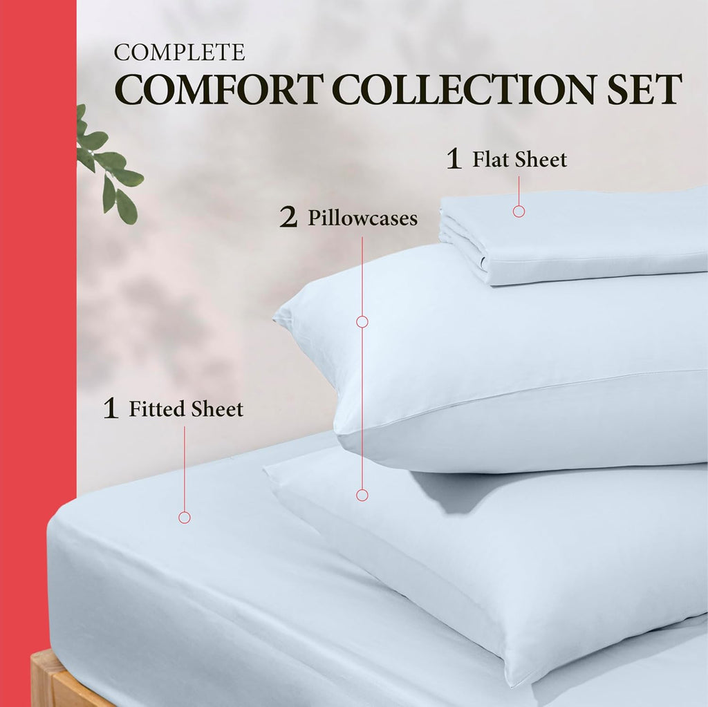 AshtonSheets 100% Egyptian Cotton California King Size Sheet Set - 600 Series Refined Collection Sheets Set for Cal King Bed (4 PC, Light B…