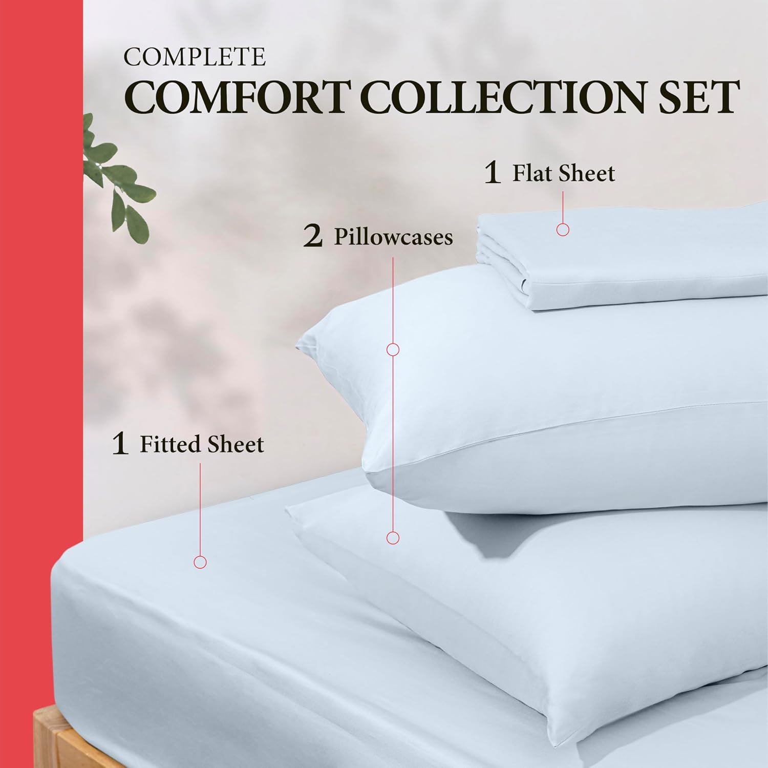 AshtonSheets 100% Egyptian Cotton California King Size Sheet Set - 600 Series Refined Collection Sheets Set for Cal King Bed (4 PC, Light B…
