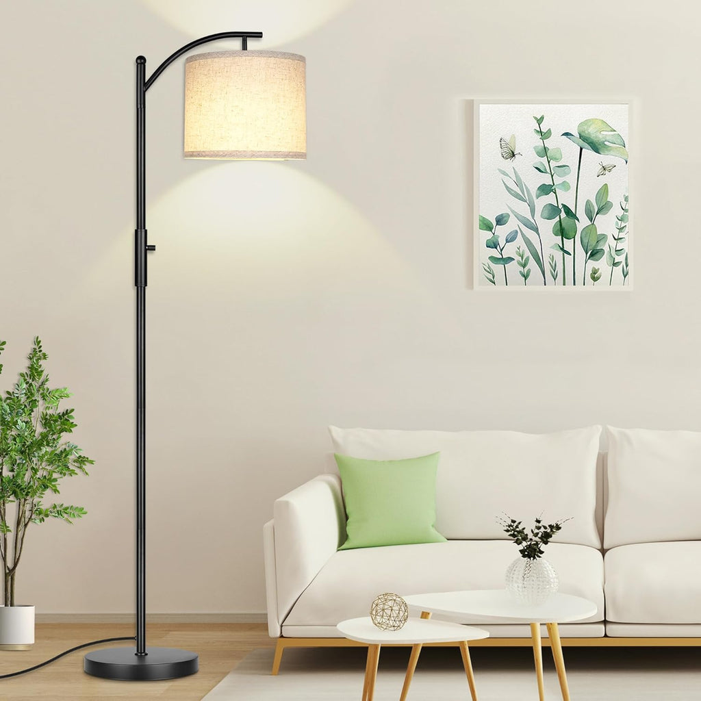 ROTTOGOON Dimmable Floor Lamp, Arc Floor Lamps for Living Room, Stepless Dimming Modern Standing Lamp with Linen Shade, Tall Lamp for…