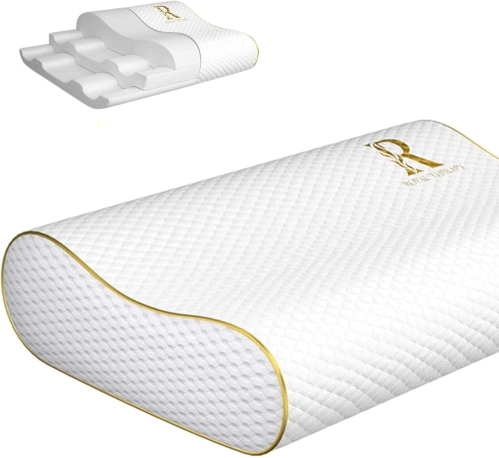 Royaltherapy Royal relaxation Memory Foam Pillow, Queen Neck, Contour Cervical Pillow, for Neck and Shoulder Pain, Side, Back and…