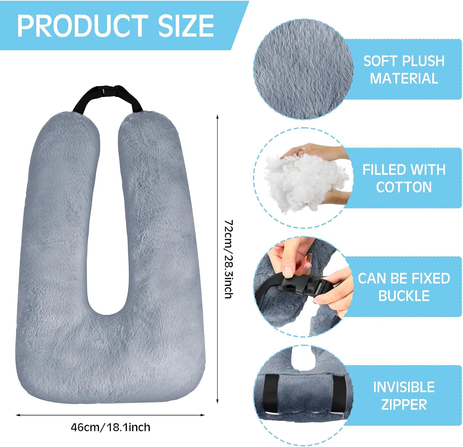 home Barydat 2 Pcs Car Travel Pillow for the Back Seat 28 x 18 in Sleeping Reading Pillows for Distance Travel Car Cushion for Kids Adults…