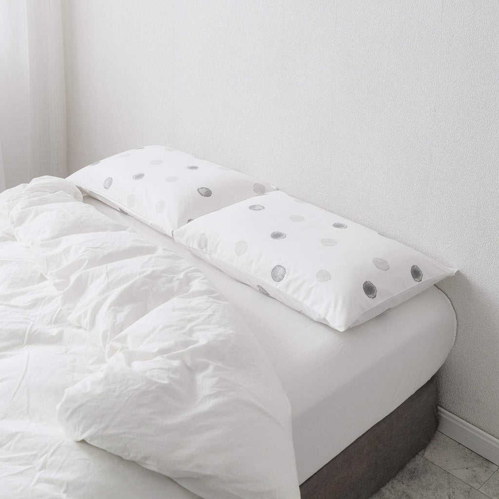 Susybao 100% Cotton Pillowcases King Size Set of 2 White Polka Dots Bed Pillow Covers Envelope Closure End Pillow Encasement Quality Soft B…