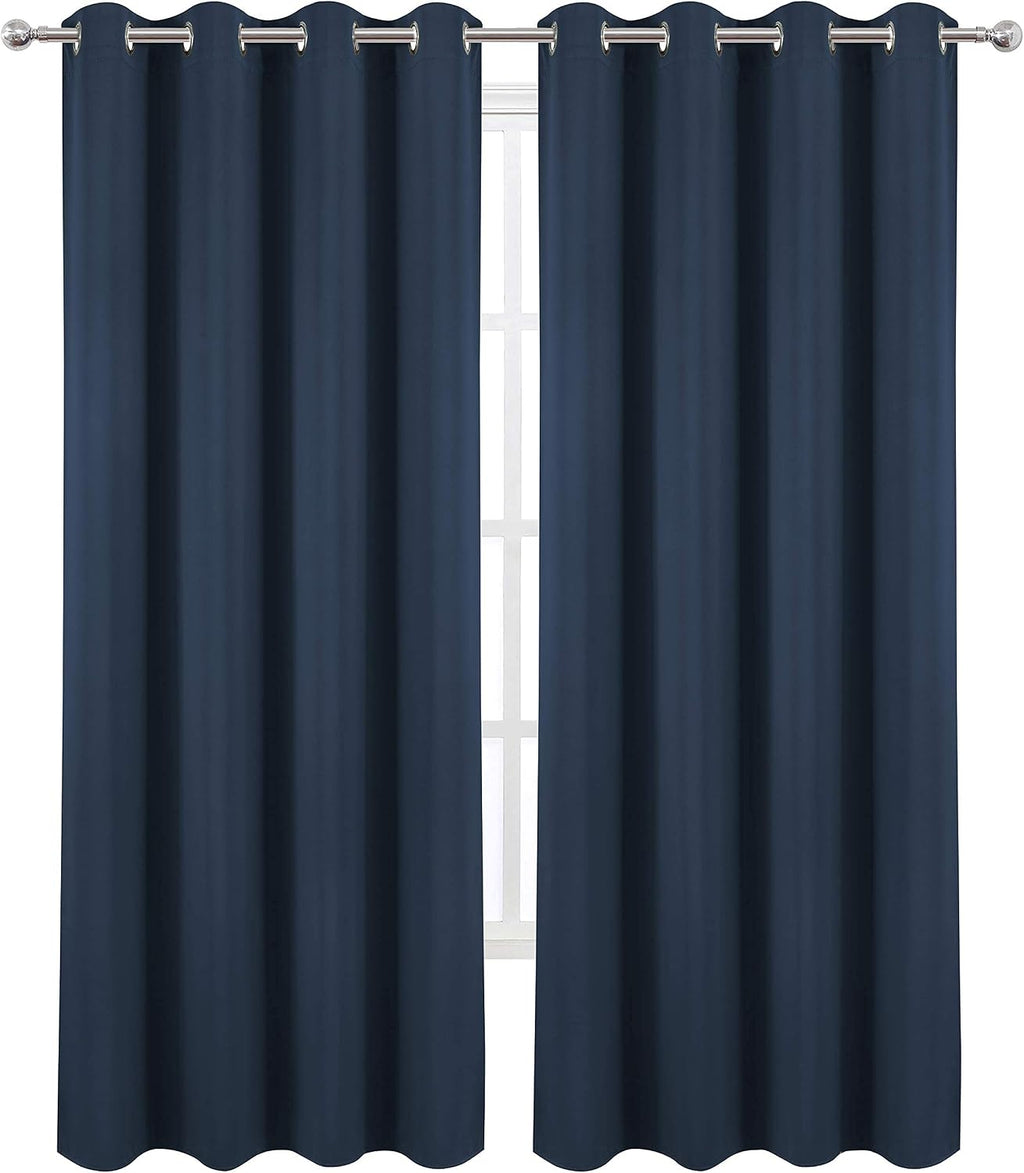 Lemomo Navy Blue Blackout Curtains 52 x 84 inch/Set of 2 Curtain Panels Room Darkening Bedroom Curtains 84 inch Blue