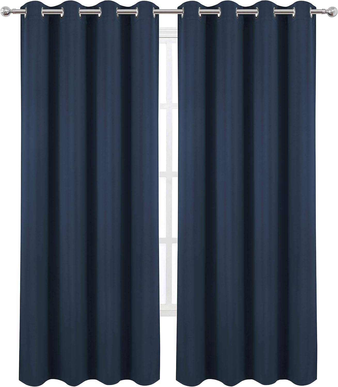Lemomo Navy Blue Blackout Curtains 52 x 84 inch/Set of 2 Curtain Panels Room Darkening Bedroom Curtains 84 inch Blue