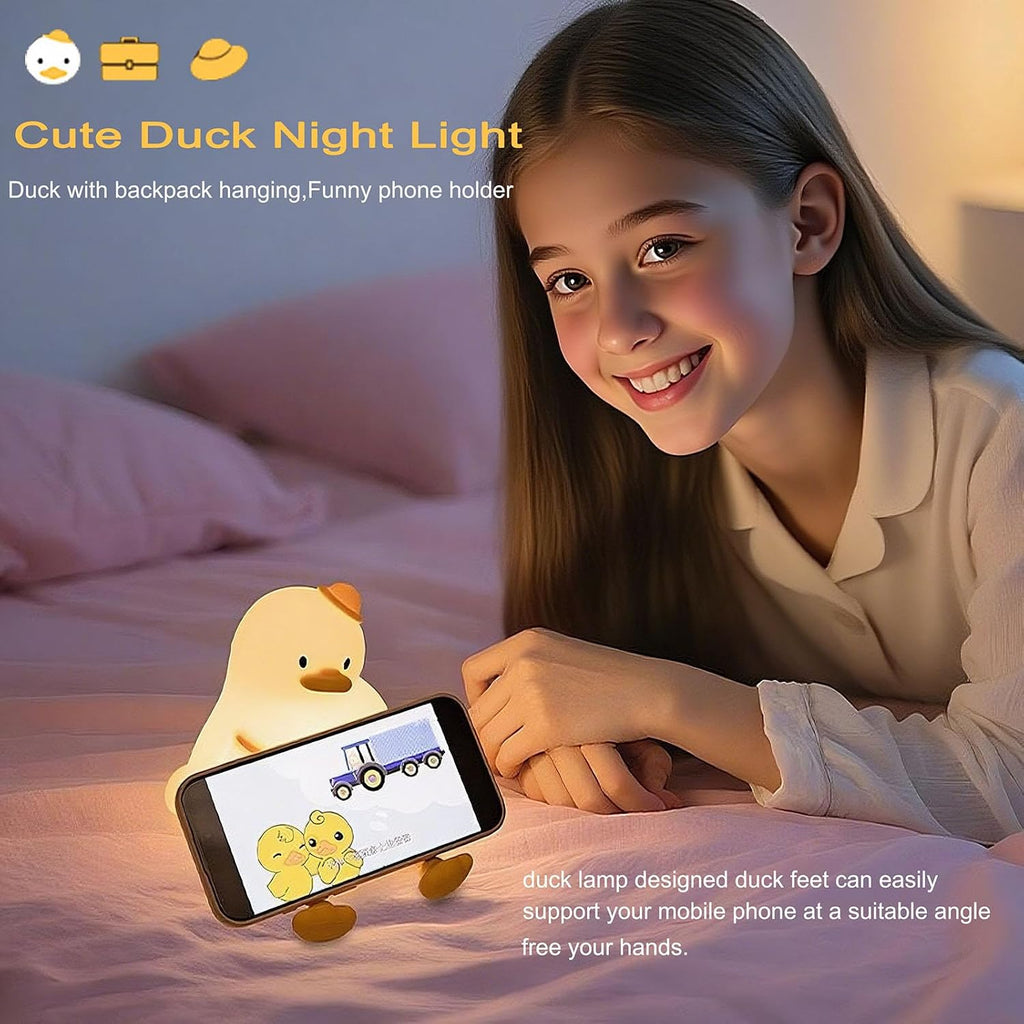 Duck Night Light for Kids 3 Levels Dimmable Silicone Animal Nursery Light, Adorable Rechargeable 30min Timmer Novelty Bedside Touch…