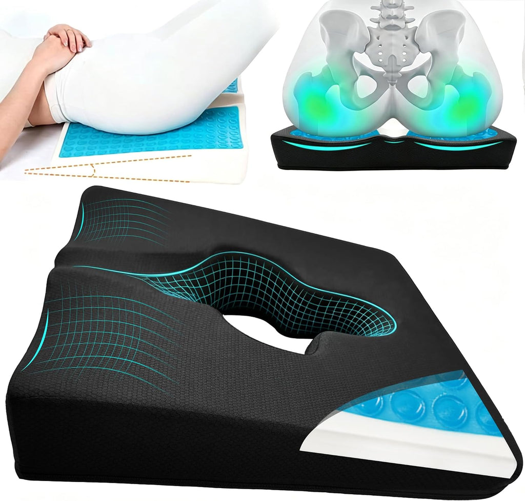 FoKon Gel Wheelchair Seat Cushion, Bed Sore Cushions for Butt, Gel Cushion for Pressure Relief, Donut Pillow for Tailbone, Coccyx, hemorrhoid P…