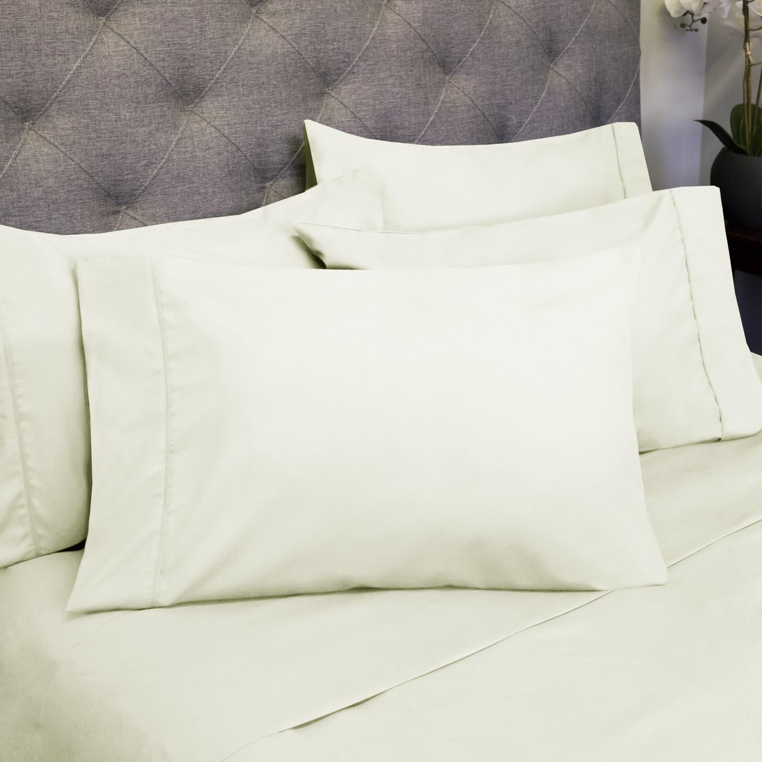 Queen Sheets Ivory - 6 Piece 1500 Supreme Deluxe Collection Deep Pocket Ultra Soft Queen Sheet Set Bedding - 2 Extra Pillow Cases, Great…