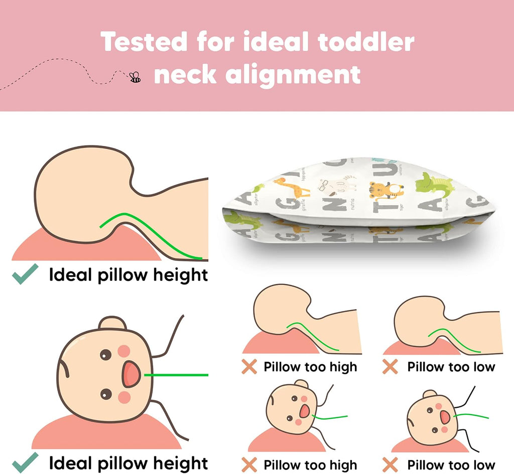 Toddler Pillow with Pillowcase - 13x18 My Little Dreamy Kids Travel Bed Pillows for Sleeping, Organic Cotton Small Pillowcase, Soft &…