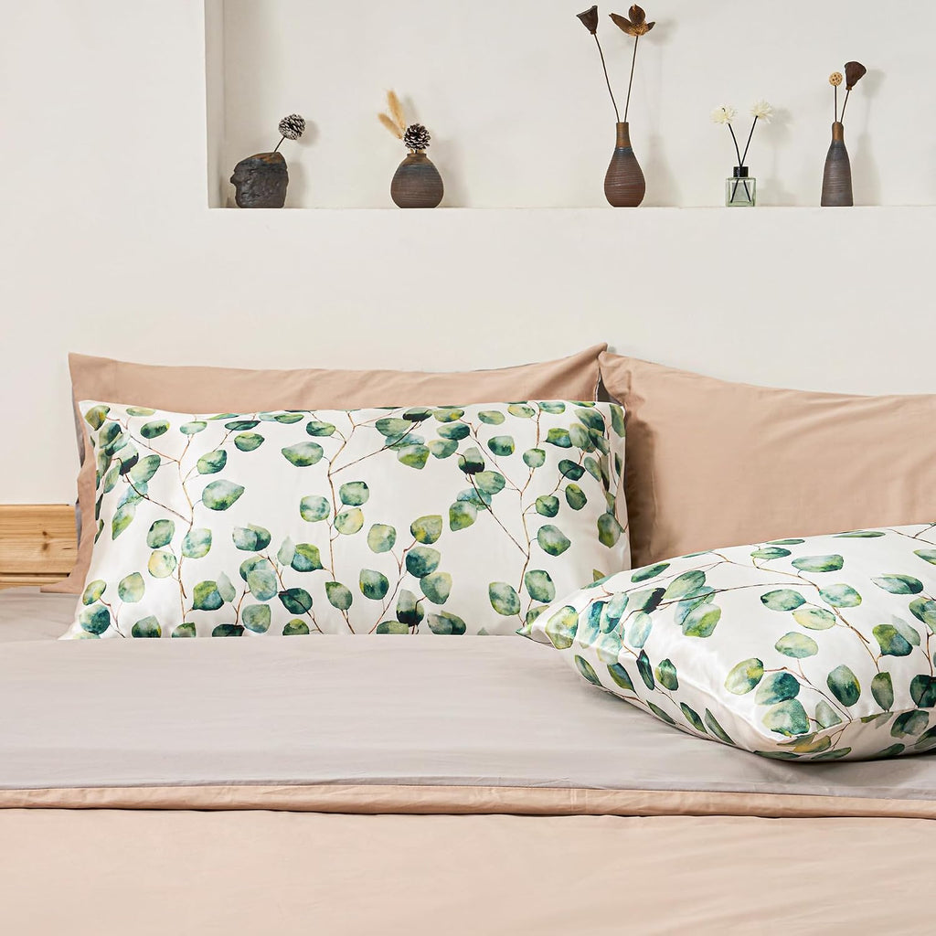 EXQ Home Silky Satin Pillowcase for Hair and Skin, Printed Pillow Cases Standard Size Set of 2 Satin Pillow Case 2 Pack with Envelope…