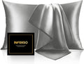 Infiixso Silk Pillow Cases 2 Pack Standard Size, Ultra Smooth & Soft Mulberry Silk Pillow Case for Hair and Skin, Breathable Cooling Silk P…