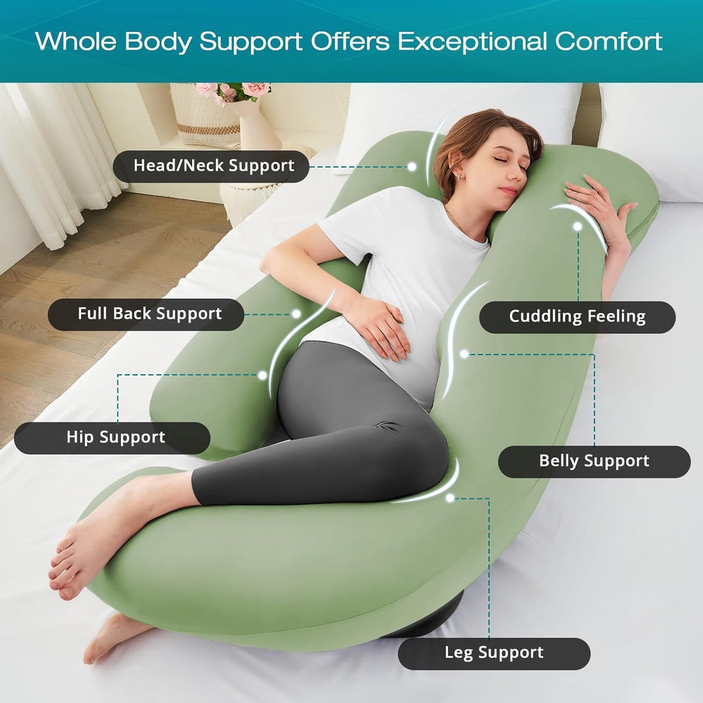Sasttie Pregnancy Pillows for Sleeping, Jumbo U Shaped Cooling Full Body Pillow with Removable Cover, Pregnant Women Must Haves, Maternity…