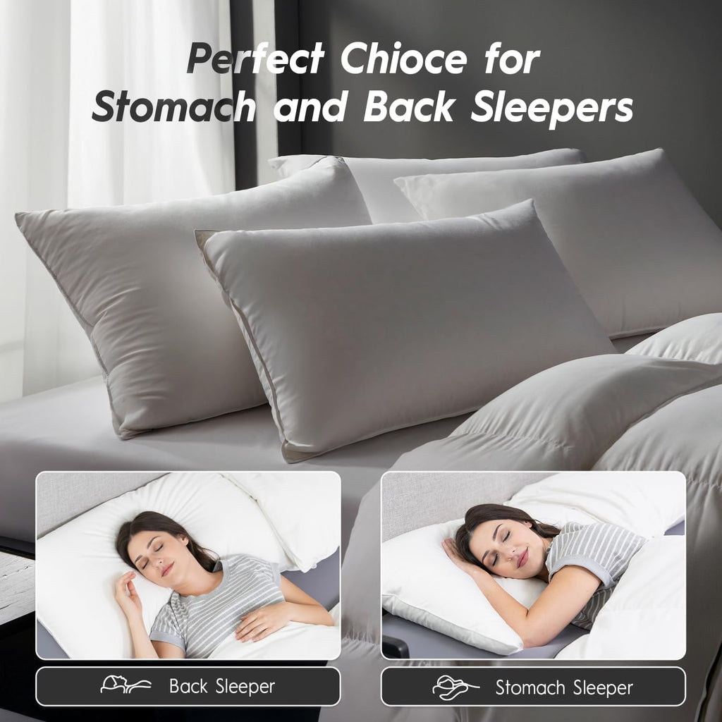 Globon Ultra Soft Down Pillow King Size, Down Filled Bed Pillow for Sleeping, 100% Cotton Shell 500 Thread Count 700 Fill Power, Soft Hotel…