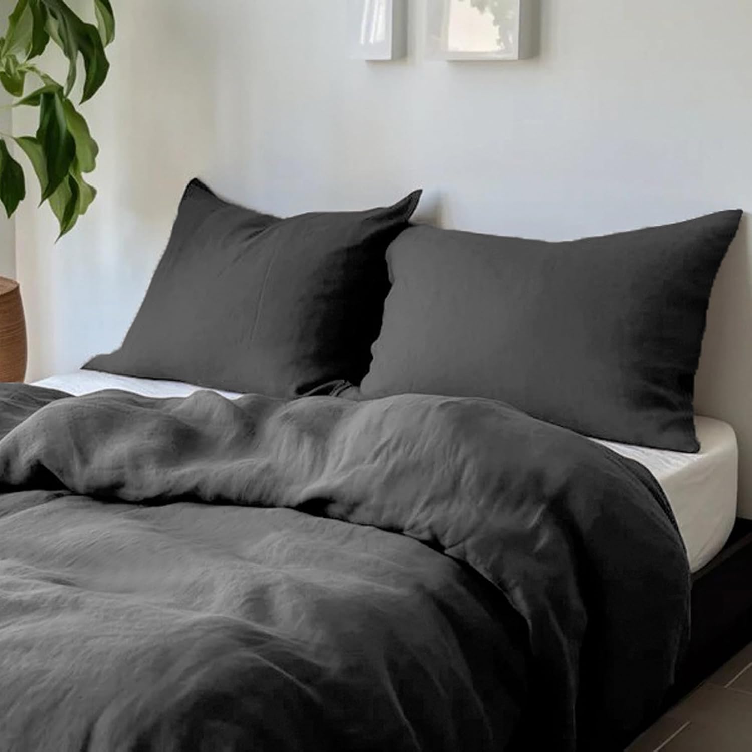 Chuffed Linen Pillow Cases 2 Pack 100% Linen King Size Pillowcases, Breathable and Cooling Washed Pillow Shams with Zipper Closure, 20x36 I…