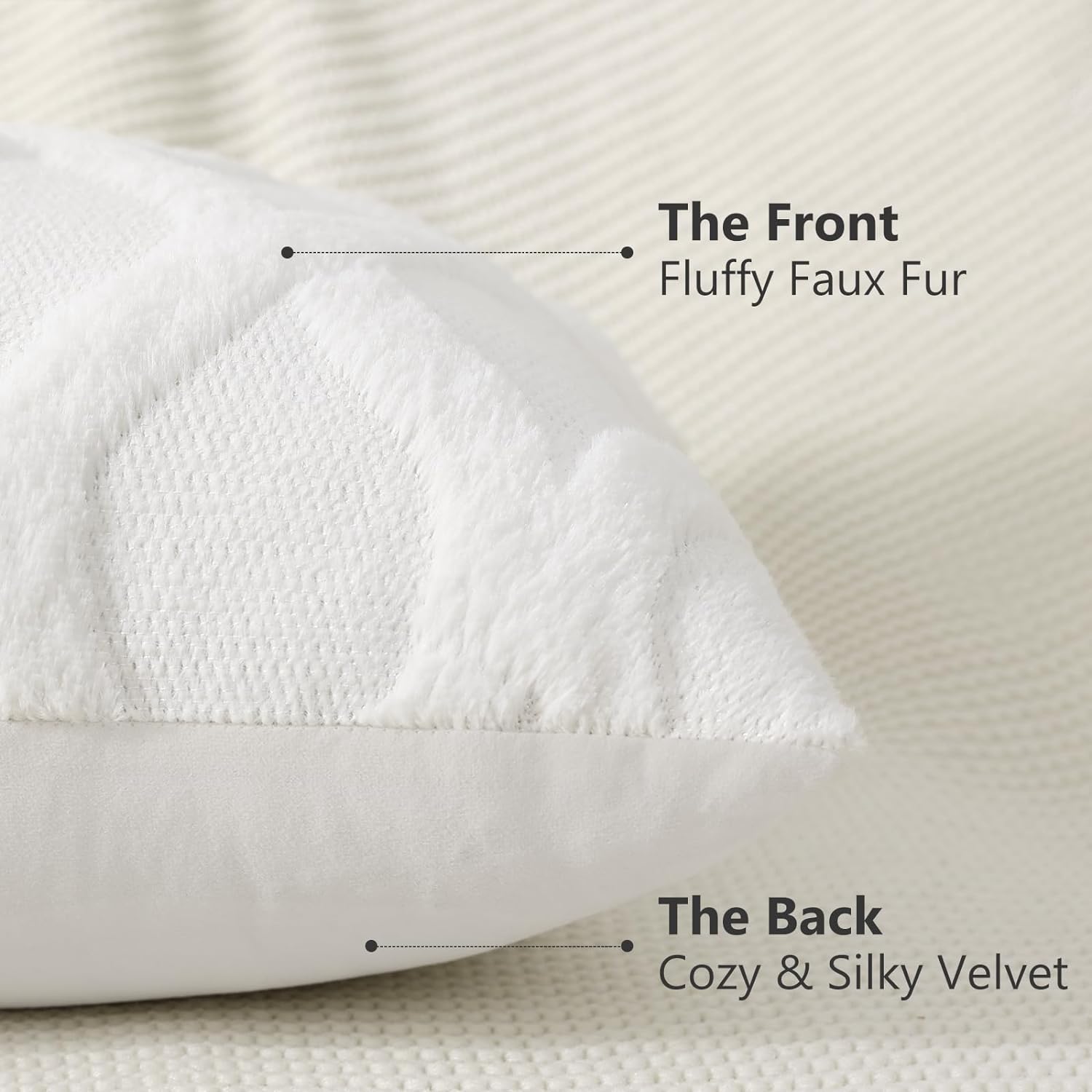 decorUhome Summer Throw Pillow Covers 12x20 Inch Set of 2, Soft Plush Faux Fur Wool Lumbar Cream White Accent Couch Pillow Covers for Moder…