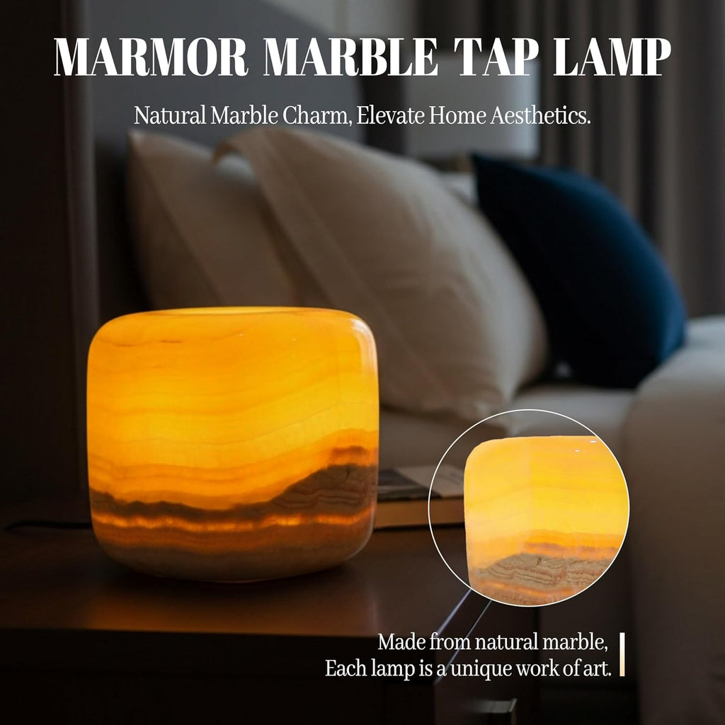 Marmor Marble Lamp Night Light Touch Bedside Table Lamp for Bedroom, Type-C Rechargeable Small Desk Bedside Small Lamps, Eye Caring Dimmable…