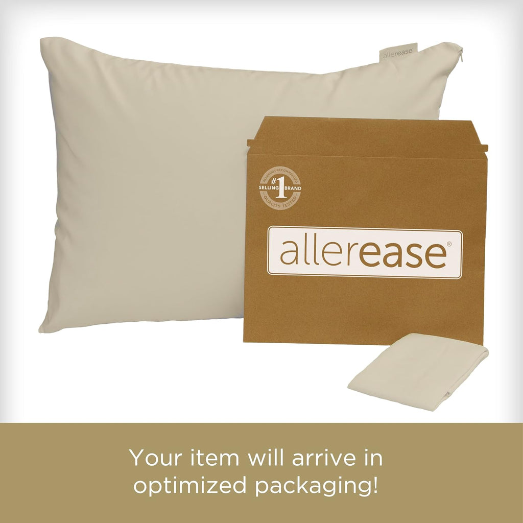 AllerEase Organically Grown Soft Cotton Allergy Defense Zippered Pillow Protector- King - 2 Pack 2 Pack Cotton