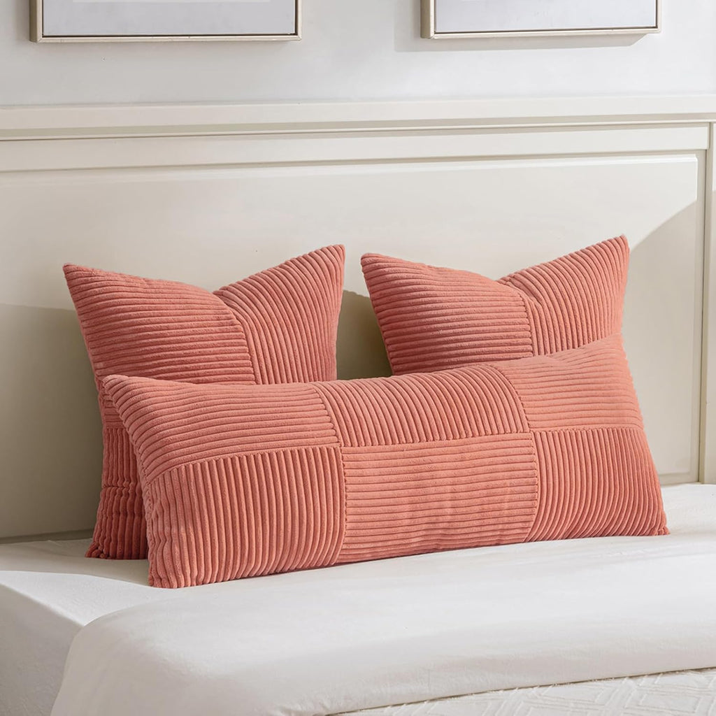Fancy Homi 2 Packs Coral Decorative Throw Pillow Covers 22x22 Inch for Living Room Couch Bed, Rustic Farmhouse Boho Home Decor, Soft…