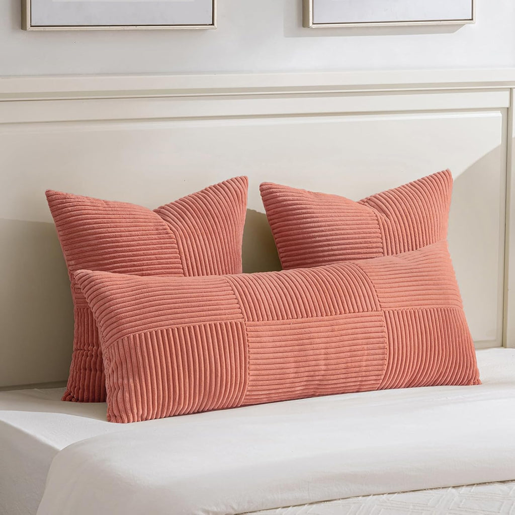 Fancy Homi 2 Packs Coral Decorative Throw Pillow Covers 20x20 Inch for Living Room Couch Bed Sofa, Rustic Farmhouse Boho Home Decor, Soft…