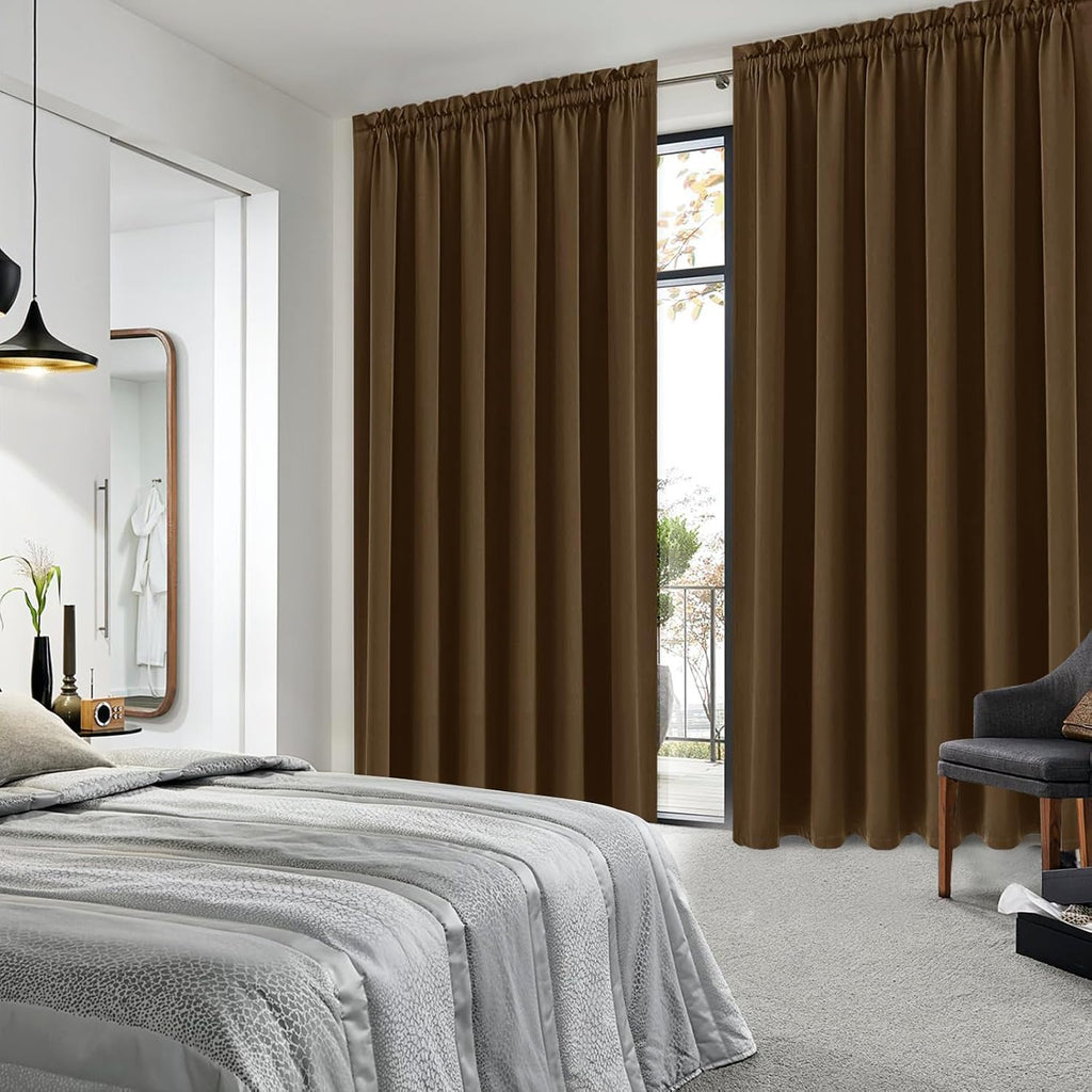 DWCN Blackout Curtains for Living Room Thermal Insulated, Energy Saving & Noise Reducing Bedroom Curtains, Brown, W 70x L 84 Inch, Set of…