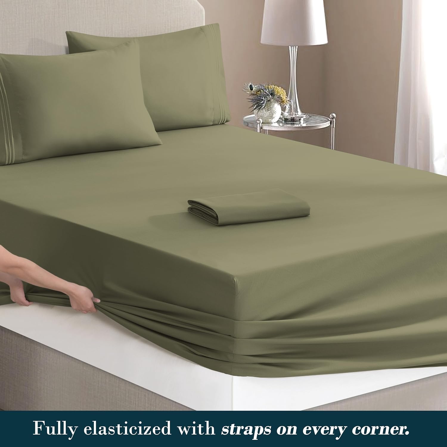 MocassiLuxuryBedding Mocassi Luxury 4-Piece Sheet Set, Ultra Soft 1800 Hotel Quality Microfiber Sheet Set, Fits Mattresses Up to 18 to 24 I…