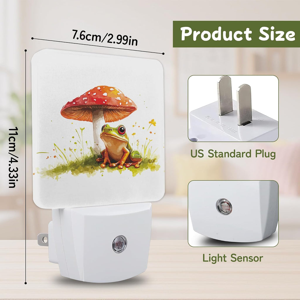 Night Light, Frog Mushroom Cottagecore Night Lights Plug into Wall for Bedroom Bathroom Hallway Kitchen, Dusk to Dawn Sensor Decorative…
