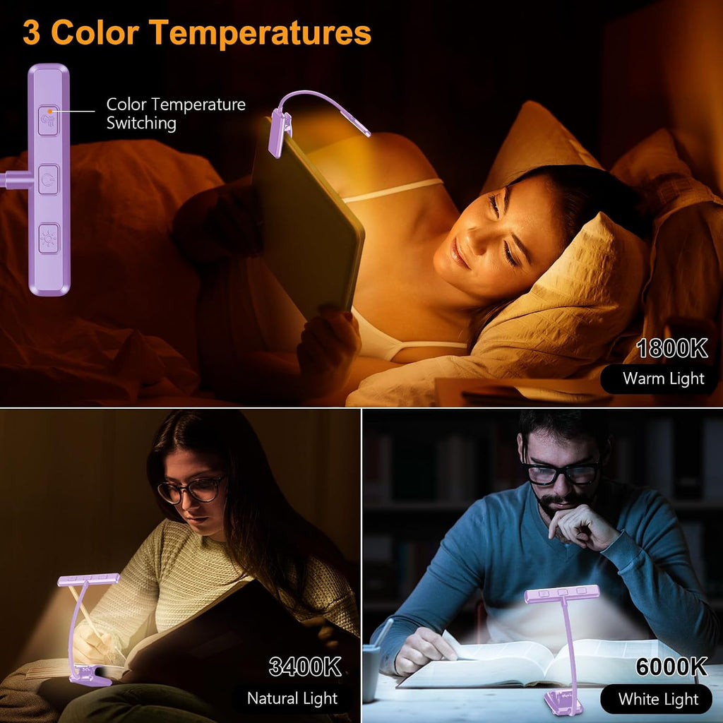 Gritin 19 LED Rechargeable Book Light for Reading in Bed with Memory Function- Eye Caring 3 Color Temperatures, Stepless Dimming…