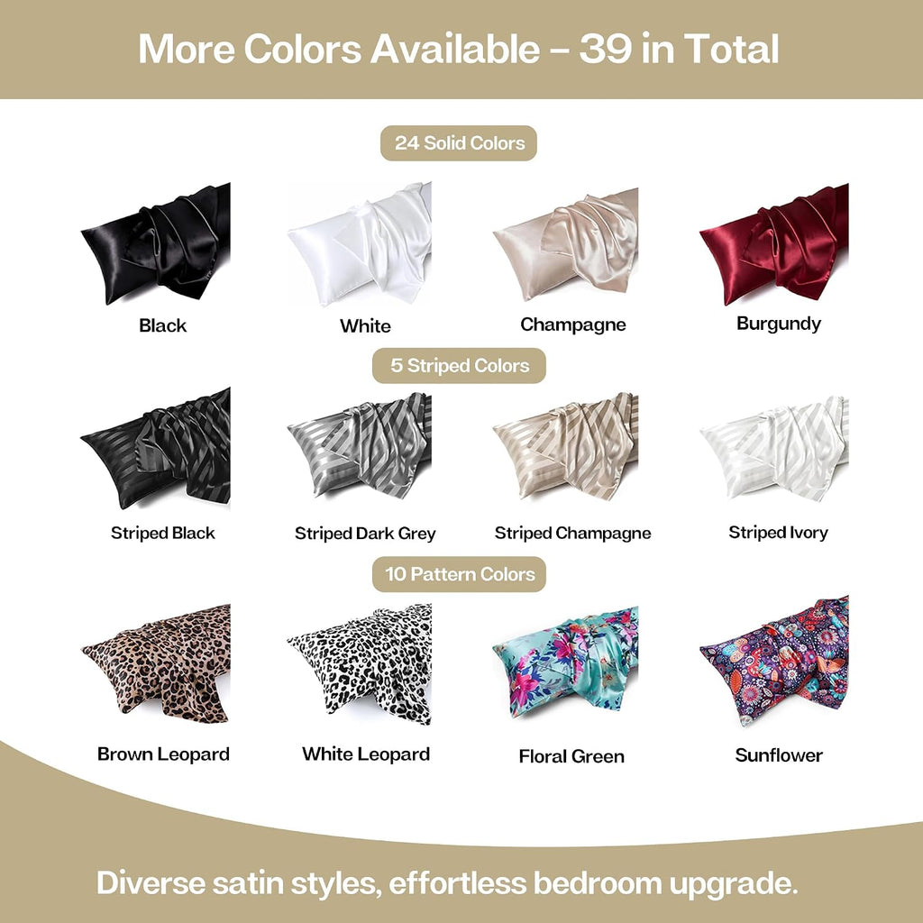 MR&HM Satin Body Pillow Cover, Soft and Breathable Body Pillow Case with Envelope Closure, Cooling and Silky Long Pillowcase for Hair and…