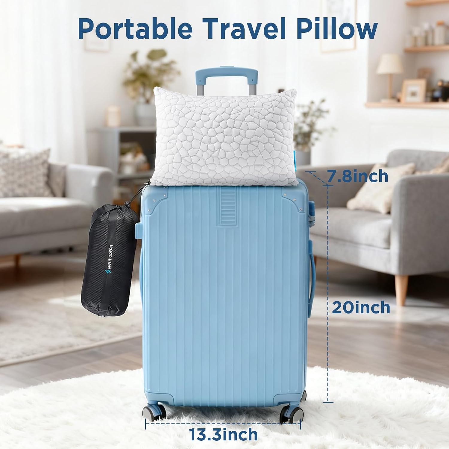 Cooling Pillow Camping Size 1 Pack, Adjustable Bed Pillows for Sleeping, Small Shredded Memory Foam Pillow for Backpacking Hiking…