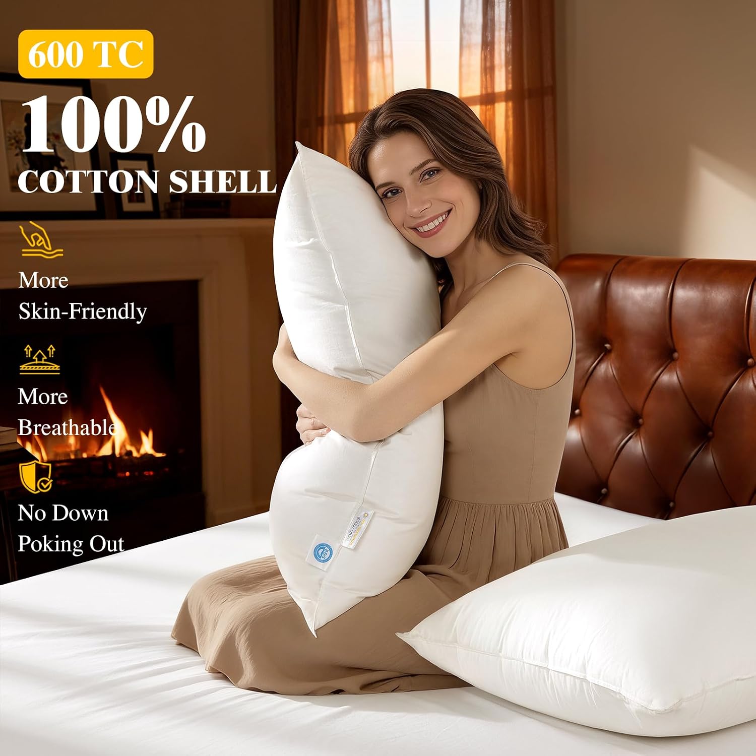 LIANLAM Luxury Canadian White Goose Down Pillow King Size Set of 2, 1050+ Fill Power, 800 TC Cotton Shell, Soft Down Pillows for…