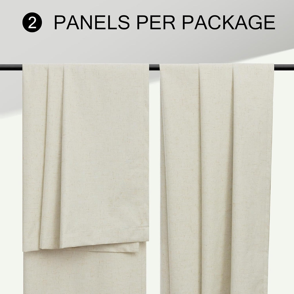 Dancurton 95 Inch Curtains 2 Panels Set UV/Heat Blocking for Summer Modern Farmhouse Beige Curtains for Living Room Darkening Curtain for S…