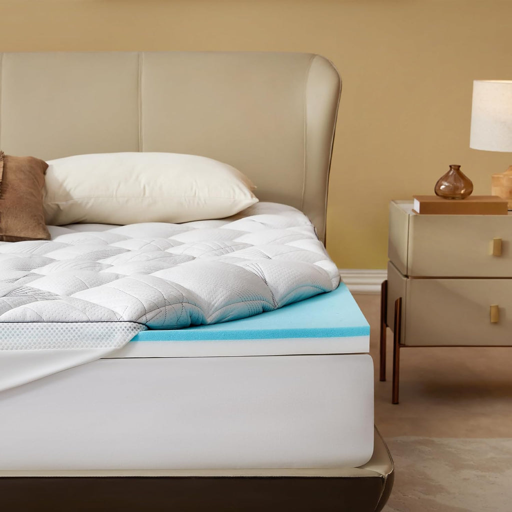 Bedlore 4-Inch Twin Mattress Topper for Back Pain - Dual Layer Medium Support (2" Gel Memory Foam + 2" Cooling Fluffy Pillow Top Pad)…