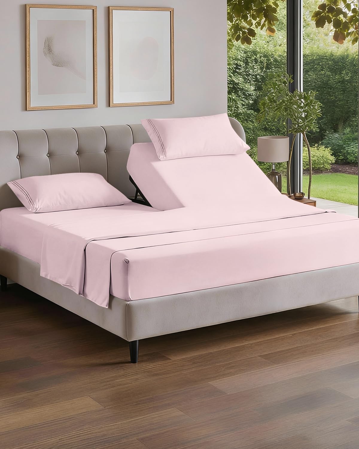 Flex Top Split Head King 4 Piece Sheet Set - Ultra-Soft, Breathable & Cooling Bed Sheets Set - Hotel Luxury Bedding for Women & Men with…