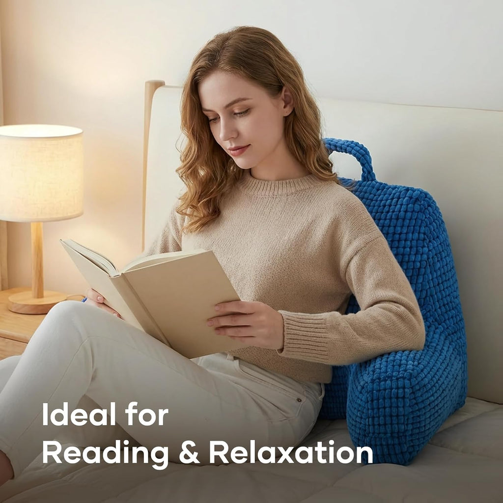 NOONTIDE Reading Pillow with Top Handle, Uniquely Designed Soft Fabric, Ergonomic Back Support for Bed, Cover Washable Sit up…
