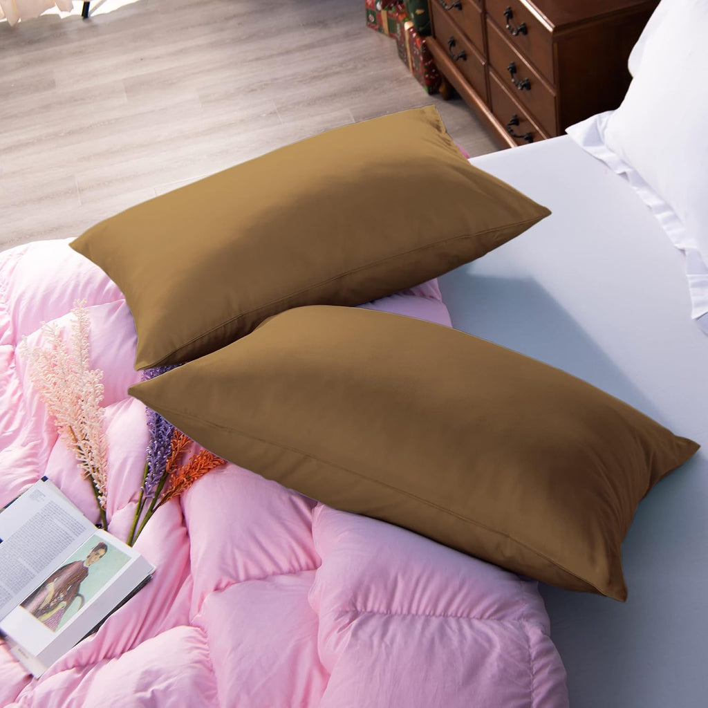 NTBAY Egyptian Cotton King Pillowcases - Set of 2, 500 Thread Count Cotton Pillowcases - Soft and Breathable Envelope Closure Pillow…