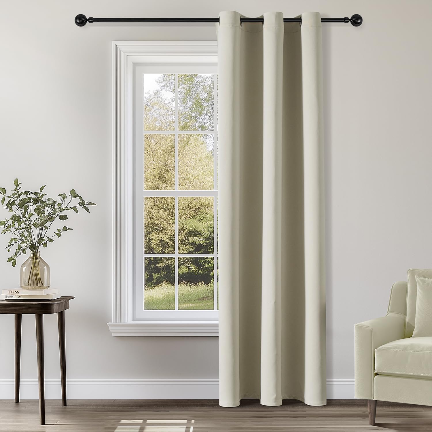 ChrisDowa Blackout Curtains 72 inches Long for Bedroom - Grommet Thermal Insulated Room Darkening Curtains for Living Room (1 Panel, Beige,…