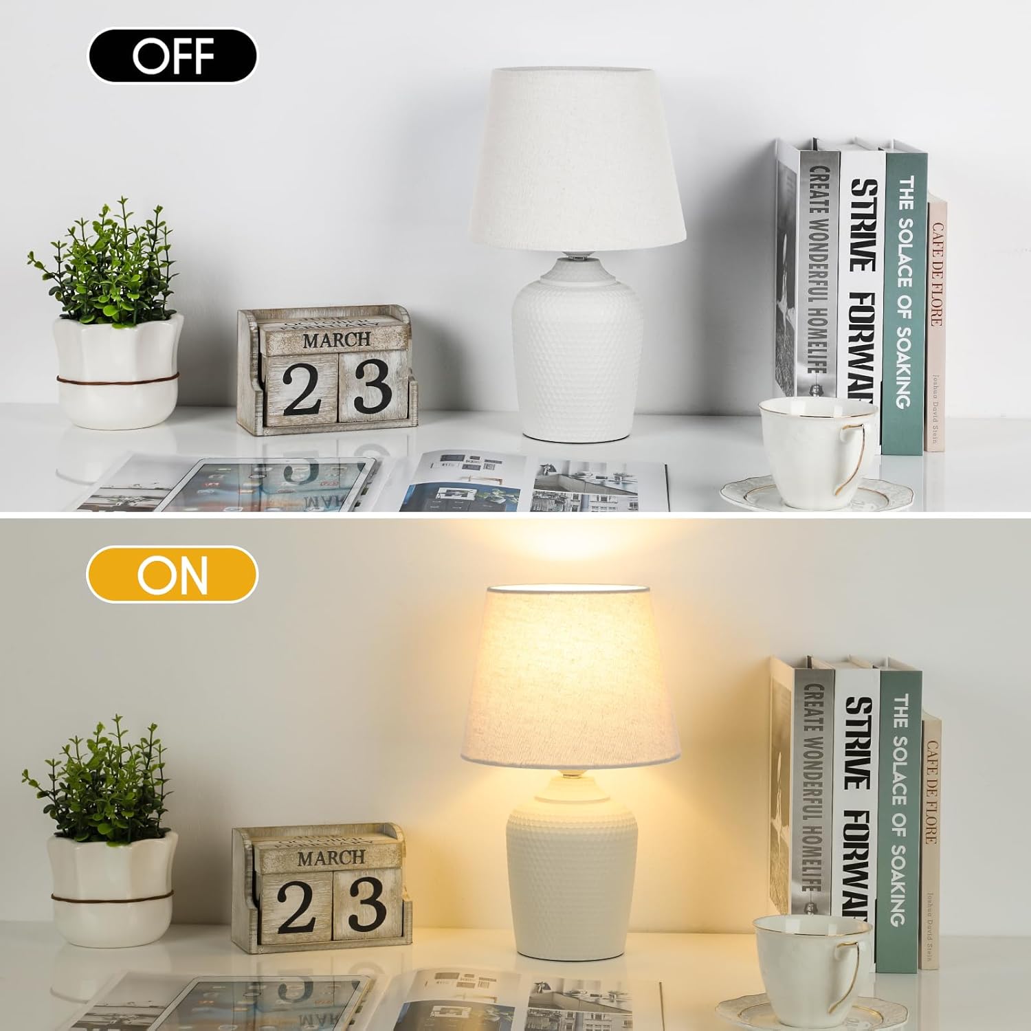 Sucolite Small 11.8'' Table Lamps Set of 2, Bedside Nightstand Lamps for Bedroom Kid’s Room, Cute Desk Lamps with Studded Texture Base…