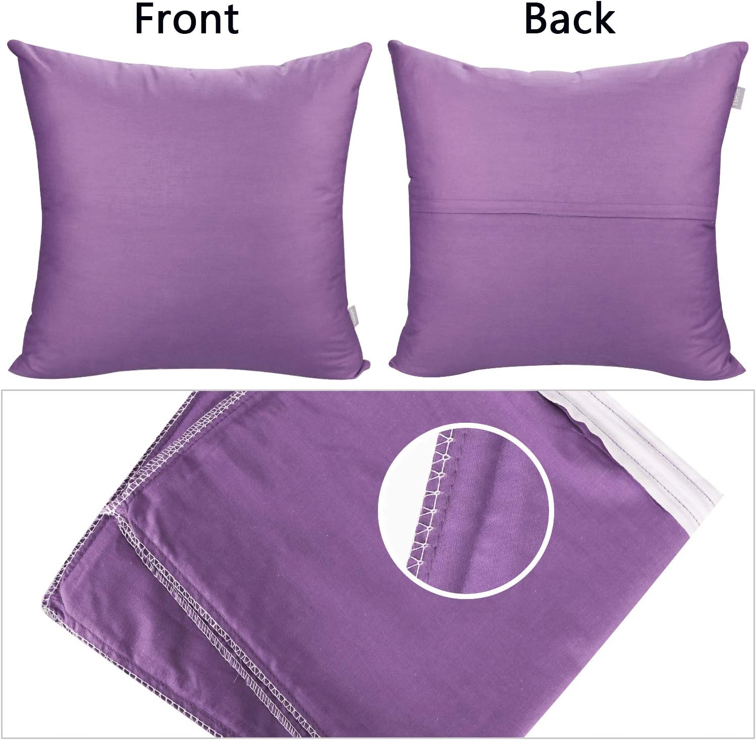 Thmyo 4-Pack 100% Cotton Comfortable Solid Decorative Throw Pillow Case, Square Cushion Cover Pillowcase Sublimation Blank Pillow Covers DI…