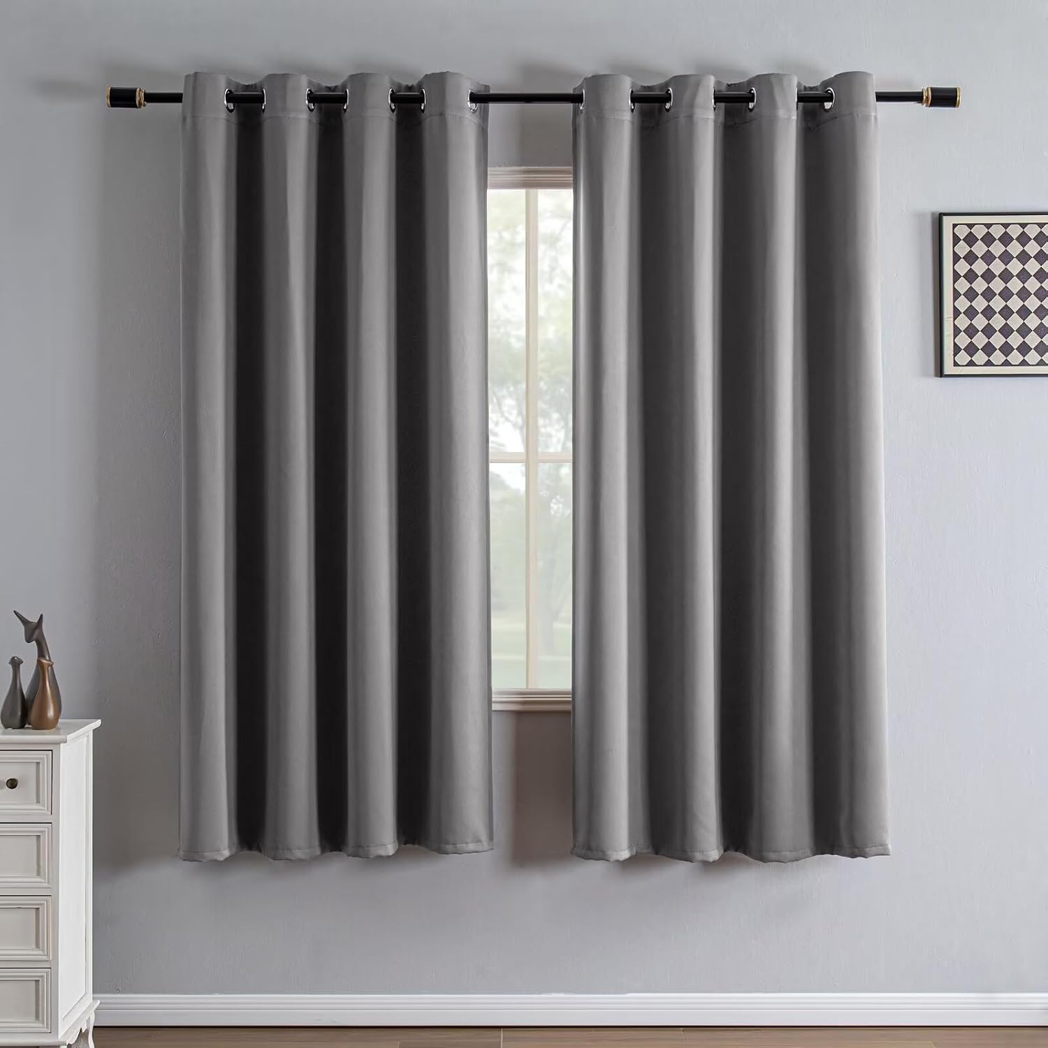 Igemaeve Blackout Curtains 72 Inch Length 2 Panels Set, Black Out Curtains for Bedroom 72 Inch Long, Grommet Energy Saving Room Darkening D…