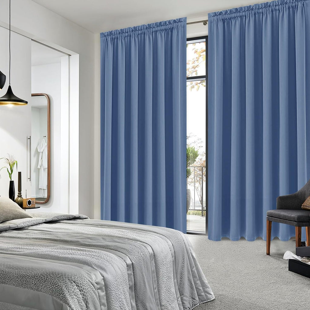 DWCN Blackout Curtains for Living Room Thermal Insulated, Energy Saving & Noise Reducing Bedroom Curtains, Dusty Blue, W 70x L 84 Inch…