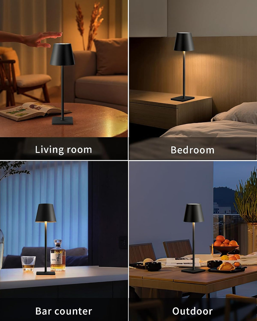 KDG 2 Pack Cordless Table Lamp, RGB Color Stepless Dimming Up, 4000mAh Battery Operated Portable LED Desk Lamp, for Dinning Room…