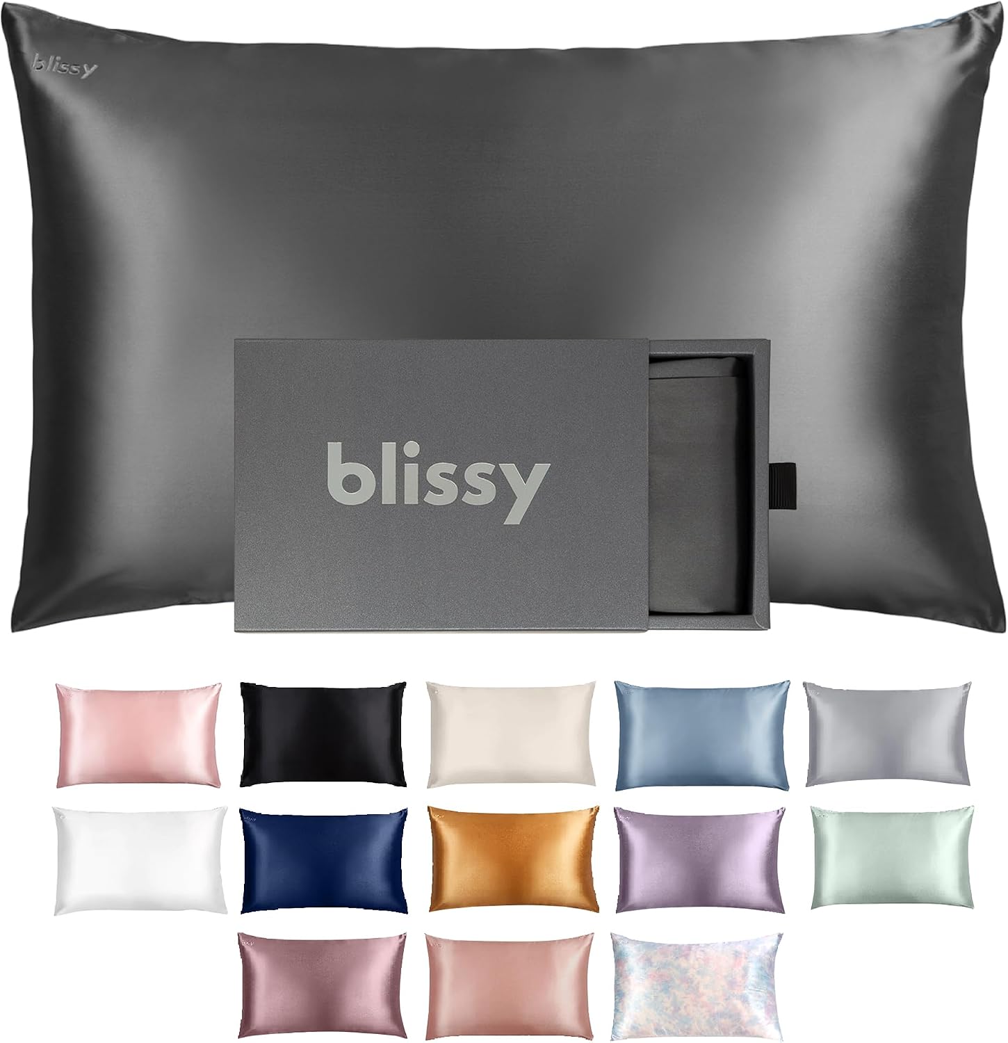 Blissy Silk Pillowcase - 100% Pure Mulberry Silk - 22 Momme 6A High-Grade Fibers - Silk Pillow Cover for Hair & Skin - Regular, Queen &…
